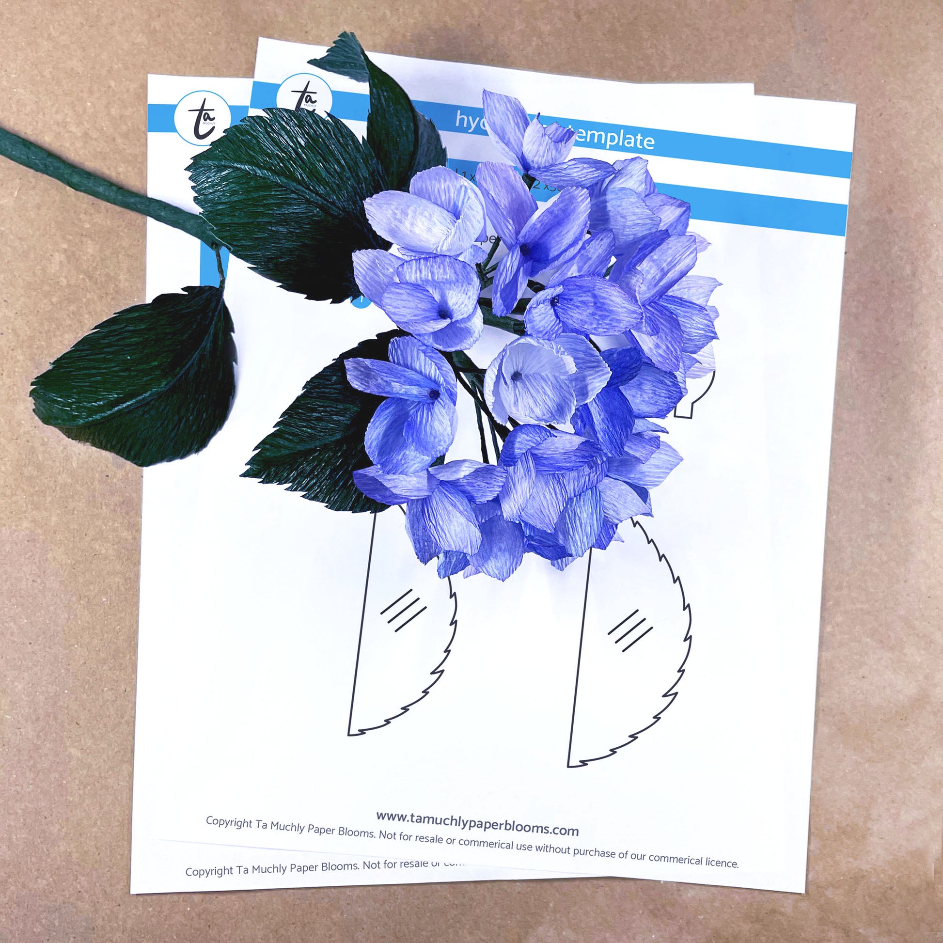 paper hydrangea tutorial | crepe paper hydrangea template | paper flower tutorial | diy paper flowers