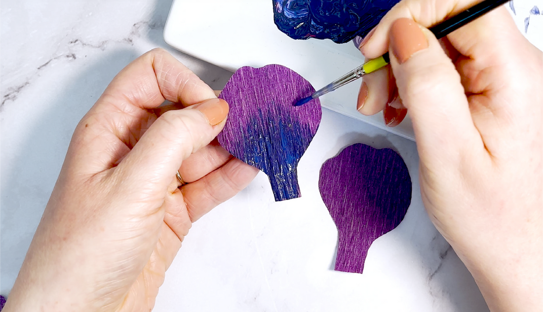 painting crepe paper flowers by hand