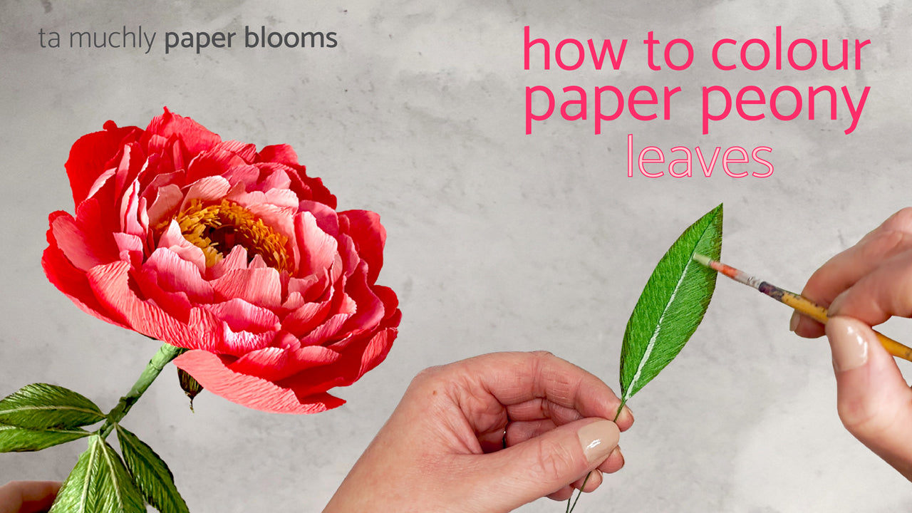 Load video: how to colour paper peony leaves