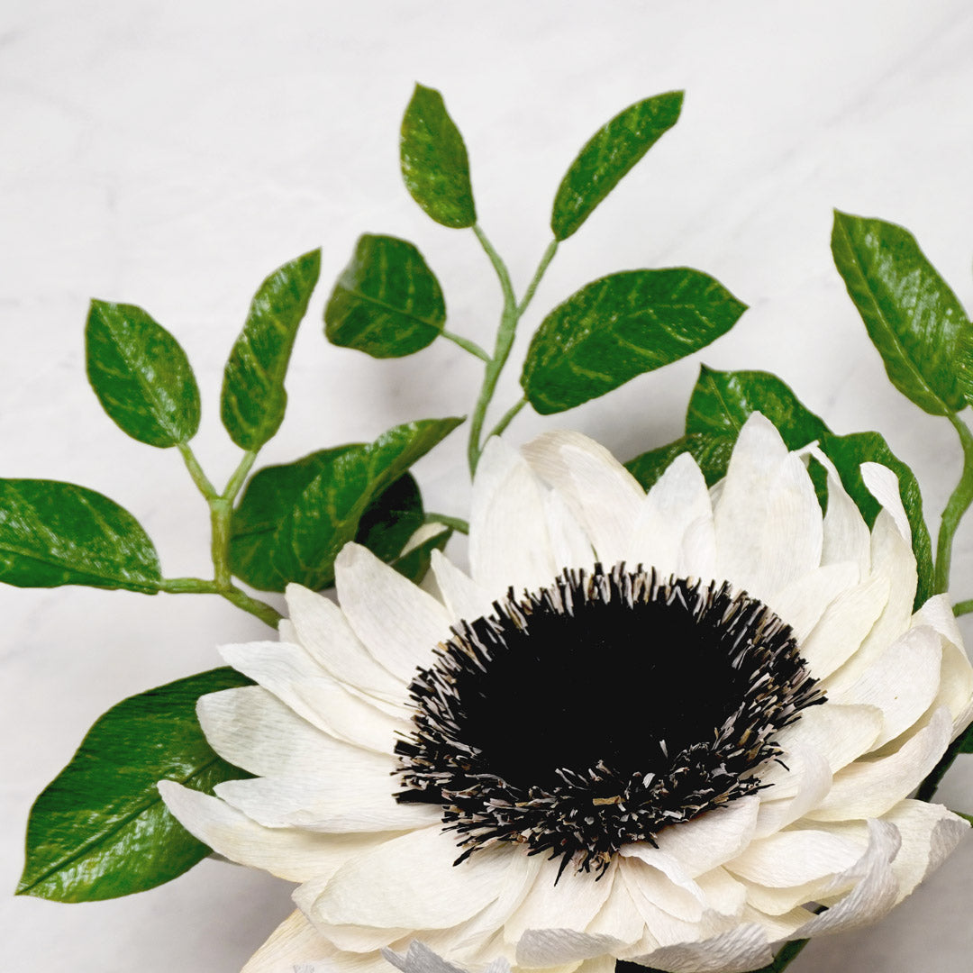 paper leaf with paper sunflower