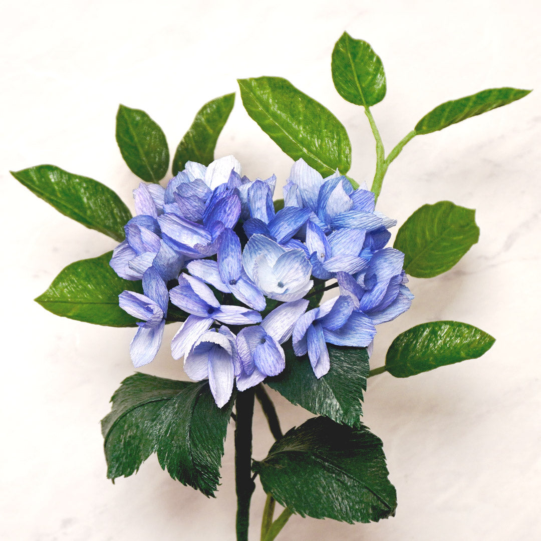 paper leaf with paper hydrangea